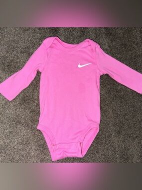 Nike Pink Long-Sleeve Baby Outfit with White Swoosh